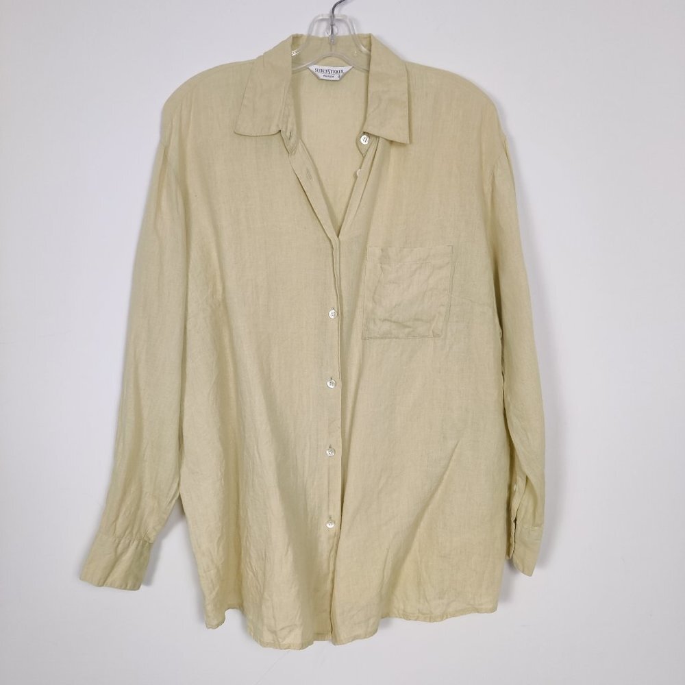 SeidenSticker Women's Blouse Size EU 44 Beige Shirt Collar Button Down Everyday